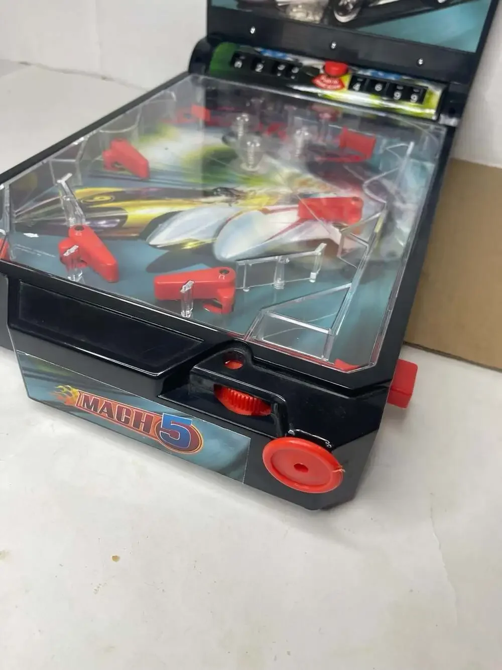 (Works) RARE Speed Racer Movie Mach 5 Tabletop Electronic Pinball Game Funrise